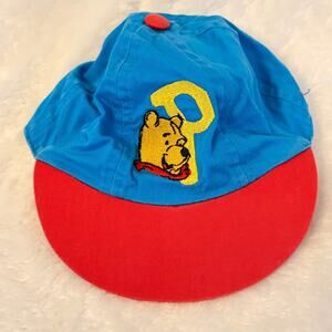 Vintage Winnie The Pooh Bear Infant Hat "P" Red Blue and Yellow Disney